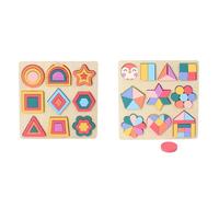 LLTCMYGS Puzzle in Legno Montessori con Forme Geometriche, Gioco Educativo per Ordinare Le Forme e Abbinare i Modelli,2 Piece Set