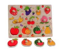LLTCMYGS Puzzle in Legno Montessori con Frutta e manopole, Gioco di Abbinamento delle Forme