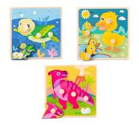 LLTCMYGS Puzzle in Legno per Bambini Piccoli, Giocattoli Puzzle con Motivi di Animali dei Cartoni in Stile Montessori