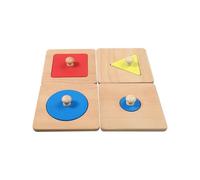 LLTCMYGS Puzzle Montessori a Forma Singola, Puzzle in Legno con pomello, classificazione della Forma sensoriale (4 Pezzi)