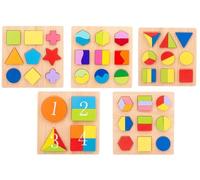 LLTCMYGS Puzzle Montessori in Legno con Forme e Frazioni, Giocattolo Educativo di Geometria e Numeri per Bambini in età Prescolare