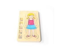 LLTCMYGS Puzzle per Il Corpo in Legno Montessori per Bambini, Struttura del Corpo delle Ragazze, Giocattoli educativi di Anatomia