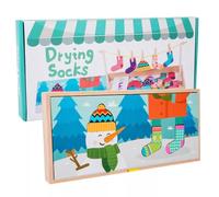 LLTCMYGS Set da Gioco Montessori con Calze da Appendere, Giocattolo con Stendibiancheria in Legno e Mollette per l'Allenamento delle Abilità Motorie dei Bambini