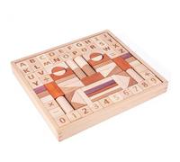 LLTCMYGS Set di Blocchi di Legno Montessori con Numeri e Lettere, Giocattoli di Costruzione (86 Pezzi)