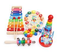 LLTCMYGS Set di Giochi Strumentali Orff per Percussioni nell'Educazione Precoce, Giocattoli Musicali Montessori (Set da 6 Pezzi)