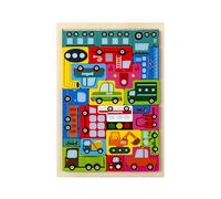 LLTCMYGS Set di Puzzle di Legno Tetris 4-in-1, Blocchi con Motivi di Animali, Veicoli e Persone,Model d