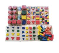 LLTCMYGS Set di Puzzle Sensoriali Montessori 12-in-1, Tavole di Impilamento con Forme Geometriche in Legno