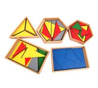 LLTCMYGS Set di Triangoli Costruttivi Montessori, Puzzle Geometrico in Legno 5-in-1 per Bambini