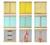 LLTCMYGS Set Montessori con Telaio in Legno per Vestirsi, Tavola Didattica per Apprendimento delle Abilità di Vestiario (9 Pezzi)