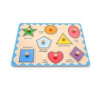 LLTCMYGS Tavola Montessori per Il riconoscimento di Forme e Colori con manopole, Giocattolo per Lo Sviluppo della motricità fine