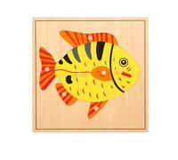 LLTCMYGS Tavola Puzzle Animali e Piante Montessori, Materiale Didattico per Lo Sviluppo Precoce dei Bambini della Scuola Materna,Fish