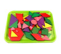 LLTCMYGS Tavole Montessori delle Forme Geometriche, Set di Blocchi di Legno Colorati per Motivi, Giocattolo educativo matematico precoce,Plastic Tray