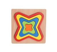 LLTCMYGS Tavole Montessori per Il Riconoscimento delle Forme Geometriche, Puzzle Sensoriali in Legno per Bambini,Four Pointed Stars