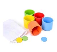 LLTCMYGS Tazza di classificazione dei Colori Montessori, Giocattolo di riconoscimento dei Colori per Bambini in Legno