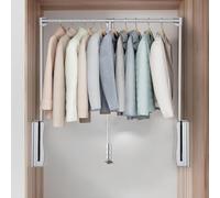 Lltdnze Appendiabiti Appendiabito Saliscendi per Armadio Barra Appendiabiti Saliscendi Portante 30 kg, Larghezza Barra Trasversale Regolabile, Montaggio Semplificato,Argento,700x930mm