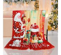 LLTTEER Coperta Natalizia con Babbo Natale, Coperta Plaid Flanella Natalizia Babbo Natale e renna fiocco di neve, Coperta di Natale per divano,Caldo Letto Coperta (Natale-03, 130 x 150 cm)