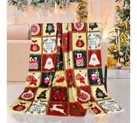 LLTTEER Coperta natalizia, morbida e calda coperta invernale in pile Sherpa, coperta in peluche, coperta per bambini e adulti, coperta regalo (Natale E, 130 x 150 cm)