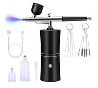 lluoqian Compressore Kit aerografo Elettrico - 20/30PSI for colorare Figurine, spruzzare Modelli, Nail Art e Pittura(Black,20psi)