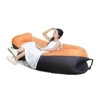 lluoqian Inflatable Divano gonfiabile pigro da esterno: tessuto Oxford singolo portatile, cuscino incorporato, festival di campeggio Sit-Lie(Orange)