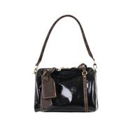lluoqian Outings Borsa a tracolla Boston retrò in pelle pieno fiore - Borsa da bowling a tracolla grande e capiente for donna, stile vintage(Black)