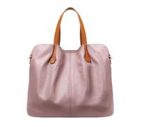 lluoqian Outings Top-Grain Leather Tote Bag - Medium Capacity Color-Block Handheld & Crossbody Bag, Urban Minimalist for Commute(Taro Purple)