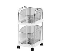 lluoqian Space-Saving Carrello portaoggetti mobile in plastica a doppio strato, scaffale portaoggetti for uso domestico for zaini scolastici e uso multi-scenario(Ash)
