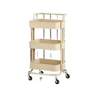 lluoqian Space-Saving Scaffale portaoggetti mobile moderno e minimalista interamente in metallo a tre strati, mensola for cucina, bagno e studio(Red)