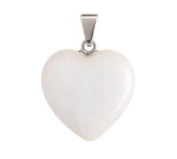 LLUXIA Ciondolo a forma di cuore in giada bianca naturale - pietra lenitiva e portafortuna - elegante gioiello spirituale da donna - regalo benessere e amore - litoterapia - senza catena