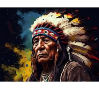 LLWYH Dipingere con i Numeri Adulti Vecchio Indiano Nativo Americano 100x70 cm, Kit Pittura Adulti Fai-da-Te per Principianti, Paint by Numbers con Pennelli e Colori Acrilici (senza cornice) -YH539