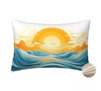 LLWYH Set di 2 Federe Cuscini Divano 60x80 cm, Copricuscini Paesaggio Federa Cuscino in Lino, Copri Cuscini per Divano Onde Dell'Alba Fodere Cuscini Decorativi per Soggiorno Interni ed Esterno -YM656