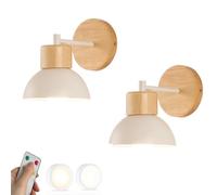 LLXDFUU 2 set lampada senza fili ricaricabile decorazione domestica luci applique da parete USB alimentata a batteria lampada da parete senza fili con illuminazione a distanza in legno industriale fat