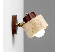 LLXDFUU Applique moderno da parete in pietra Comodino a cupola nordica Lampada da parete in travertino giallo Lampada da parete in pietra naturale Lampada da parete Lampada da parete in legno massello