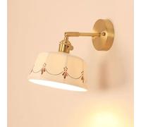 LLXDFUU Applique nordiche Lampada da Parete in Ceramica Bianca retrò Oro con Interruttore Finitura in Ottone Camera da Letto Soggiorno Lampada da Parete Applique da Parete per corridoio da Pranzo per