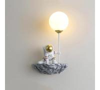 LLXDFUU Decorazione domestica Kid Astronauta Applique da parete con latte bianco Luna Pianeta Palla Creativa moderna LED Lampada da parete per ragazzi Camera da letto Lampada da parete per camera da l