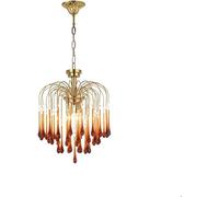 LLXDFUU E14 Lampada a Sospensione in Vetro Minimalista ambrato Moderno Lampada da soffitto cromata a Testa Singola Gocciolina Plafoniera in Cristallo Cornice Sala da Pranzo Ristorante Caffetteria Bar