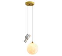 LLXDFUU Lampada a sospensione moderna da astronauta Lampada lunare 3D con resina Cartoon Camera da letto per bambini Lampade a sospensione per cameretta Lampada a sospensione di metà secolo Lampadario