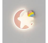 LLXDFUU Lampada da parete per camera da letto per bambini moderna Nordic Moon e inizio applique da parete per la scuola materna Lampada da parete a nuvola bianca in stile crema per ragazze Ragazzi Cam