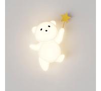 LLXDFUU Lampada da parete per camera da letto per bambini Orso Interno 10W LED Bianco 3000K / 4500K / 6000K Applique da parete Comodino a 3 colori Lampada da parete per animali carini Orso dei cartoni