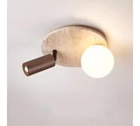 LLXDFUU Lampada da soffitto a globo di metà secolo Travertino beige Luce da bagno in pietra naturale Plafoniera a filo Lampada da soffitto moderna in vetro al latte per ingressi Corridoi Lampadario Ar