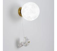 LLXDFUU Lampade da parete moderne sferiche Lampada da parete decorativa per astronauta sul comodino Lampada nordica a forma di luna Luce unica per montaggio a parete Paralumi lunari ecologici Applique