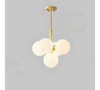 LLXDFUU Moderna luce a soffitto in vetro a latte 5-luce Sputnik lampada a soffitto Oro Flush Mount Lampada a soffitto con globo mezzo secolo candelabro di fattoria per sala da pranzo camera da letto b