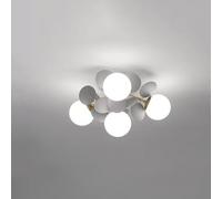 LLXDFUU Plafoniera da incasso in oro vintage moderno Camera da letto per bambini Lampadario da soffitto in vetro bianco latte Globi opalini a 4 luci Lampade da soffitto Lampada da soffitto nordica per