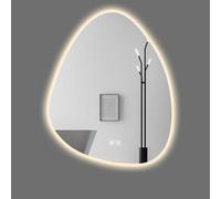Llxiaoy Specchio da bagno a forma di lacrima, Specchio da bagno illuminabile a LED, Specchio sagomato, Specchio da parete multifunzionale, Bagno Smart Touch(Dual Touch Warm,50 * 70cm)