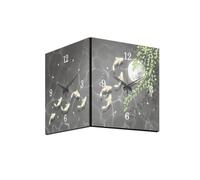 LLXTJJY Creative Dual-Sided Wall Clock with LED Lighting Modern Fish Art Corner Decorative Painting for Living Room/Hallway Clocks(C)