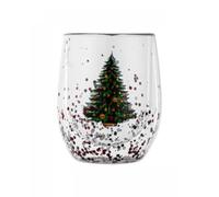LLXTJJY Eleganti bicchieri in vetro 300ML Christmas Tree Snowman Pattern Juice Tea Milk Coffee Mug Xmas Gift Double Wall Glass Cup Heat Resistant Water Bicchieri in vetro
