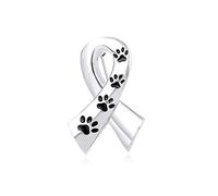 LLYANZ Spilla smaltata con stampa di zampe di cane e gatto, nastro rosa per la sensibilizzazione sul cancro al seno, spilla a forma di nastro, smaltato, na