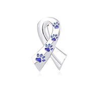 LLYANZ Spilla smaltata con stampa di zampe di cane e gatto, nastro rosa per la sensibilizzazione sul cancro al seno, spilla a forma di nastro, smaltato, na