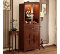 LLYLAFDC Buddhist Altar Shelf Buddhist Supplies, Home Guan Gong God Of Wealth Sturdy Natural Retro Design Altar Table With Storage(20.7 * 66.9in)