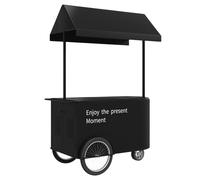 LLYLAFDC Carrello alimentare mobile da esterno con tenda, Carrello vendita strada rotolante con ampio armadietto ripostiglio, Carrello portatile per bancarella dolci bevande(Black,135cm)