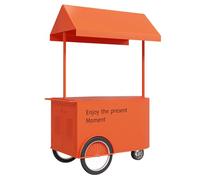 LLYLAFDC Carrello alimentare mobile da esterno con tenda, Carrello vendita strada rotolante con ampio armadietto ripostiglio, Carrello portatile per bancarella dolci bevande(Orange,155cm)